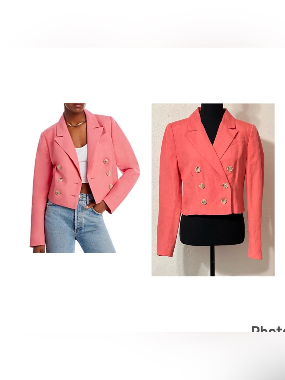PAIGE Eclipse Linen Blend Blazer In Dusty
Bubblegum Cropped Double-Breasted